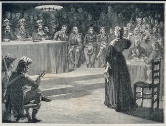 Marie-Antoinette face au Tribunal révolutionnaire en 1793, gravé par Theodor Meyer-Heine